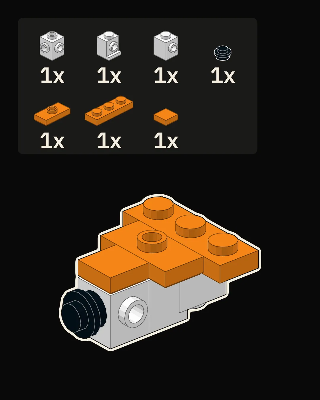 Step 11 of 18: Build the head on its own, starting with its base.